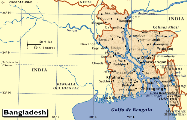 Mapa de Bangladesh
