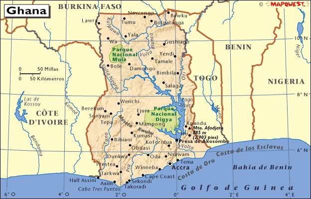 Mapa de Ghana