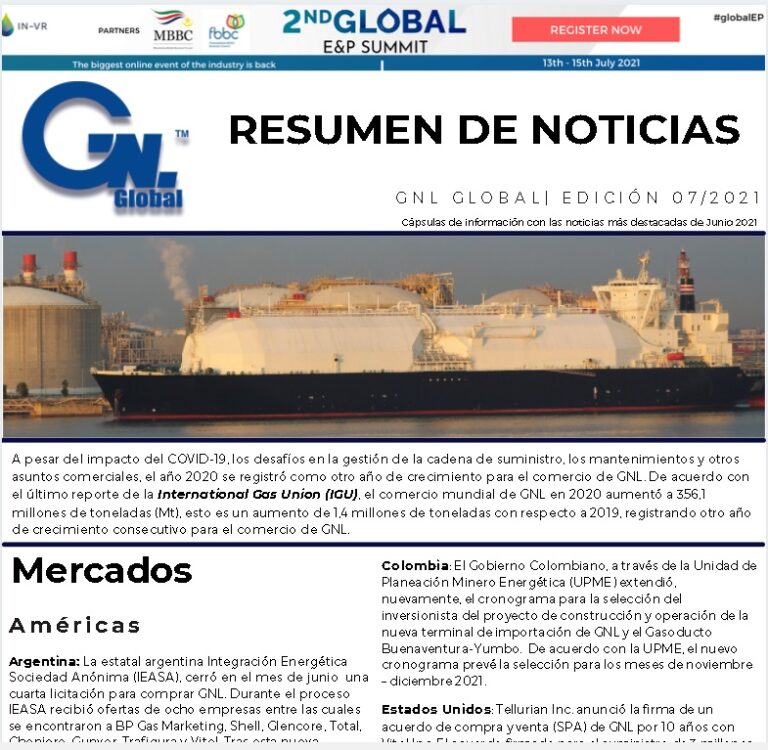Resumen de Noticias. Edición Julio 2021. GNL GLOBAL