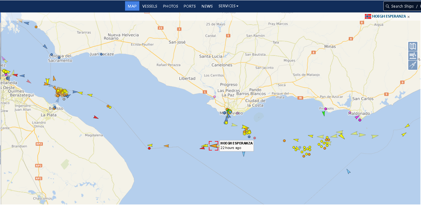 Buque de GNL Hoegh Esperanza varado en Argentina