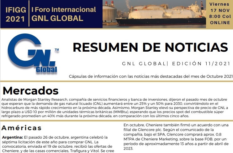 Resumen de noticias. Edición Noviembre 2021. GNL GLOBAL