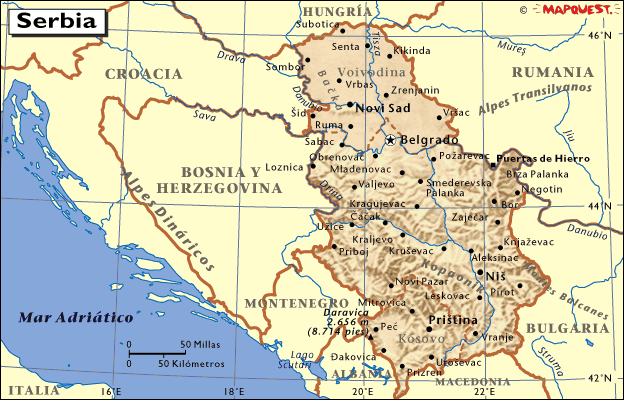 Mapa de Serbia