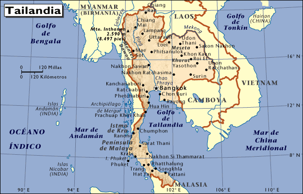 Mapa de Tailandia