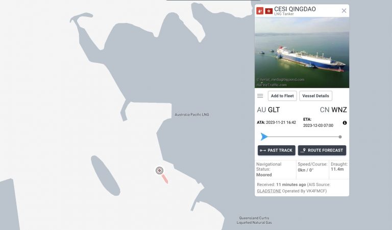 Entregas de GNL en Australia Pacific se interrumpen debido a incidente con un buque