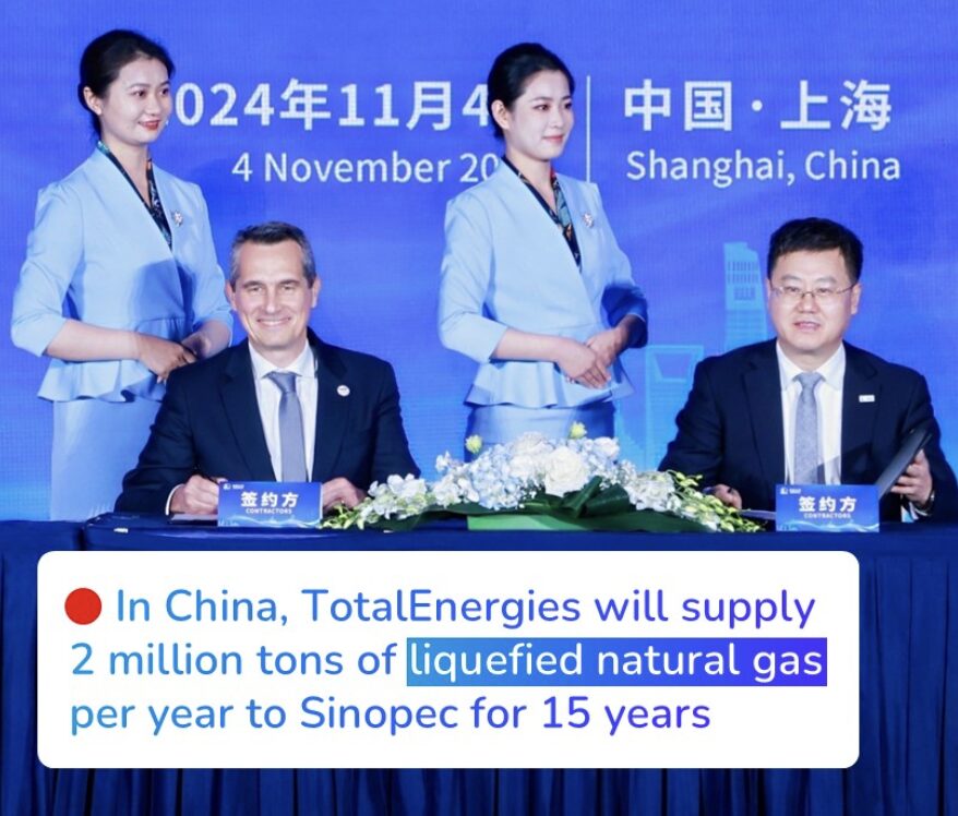 TotalEnergies y Sinopec firman acuerdo de suministro