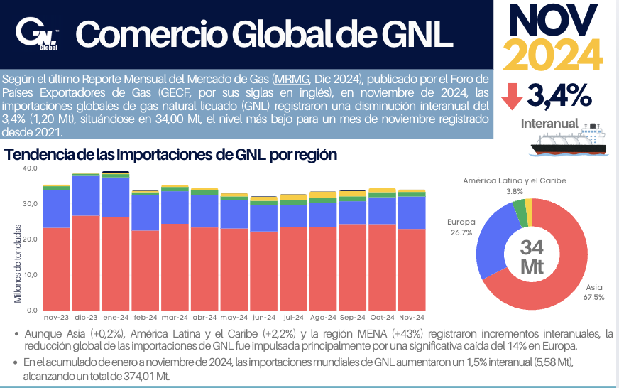 Resumen Mensual: Importaciones de GNL en Noviembre 2024