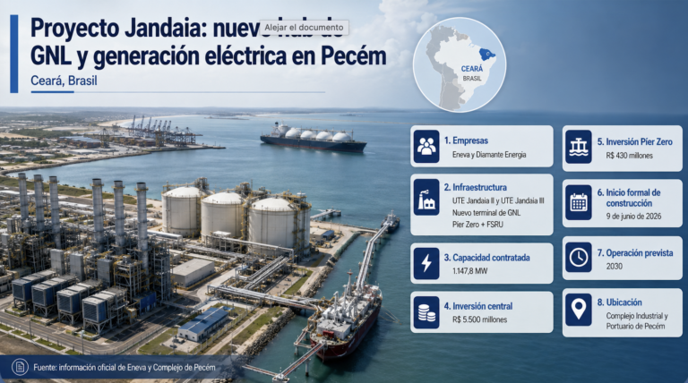 Eneva y Diamante avanzan en la construcción de un nuevo hub de GNL y generación eléctrica en Pecém