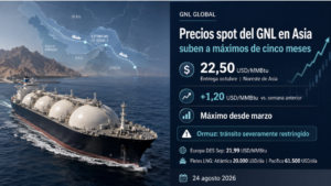 Precios spot del GNL en Asia suben a máximos de cinco meses ante el estancamiento sobre Ormuz